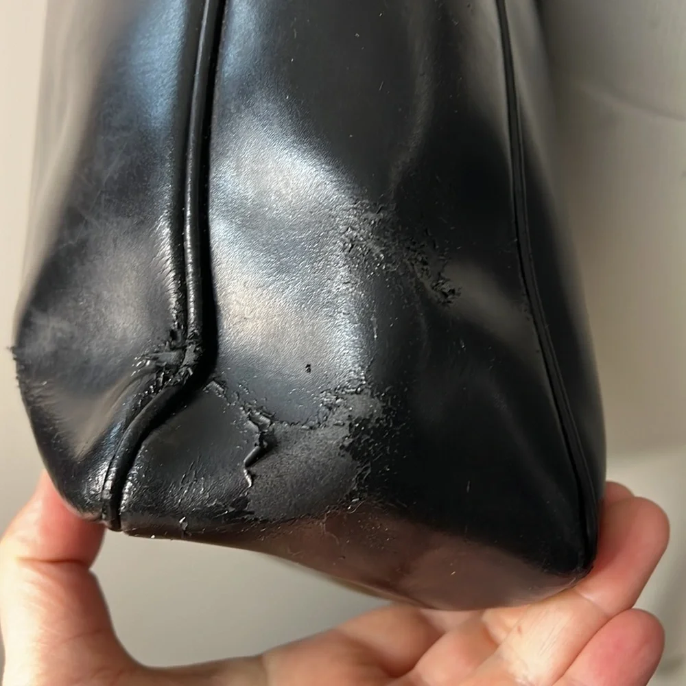 Furla Black Leather Tote Laptop Bag with Shoulder Strap